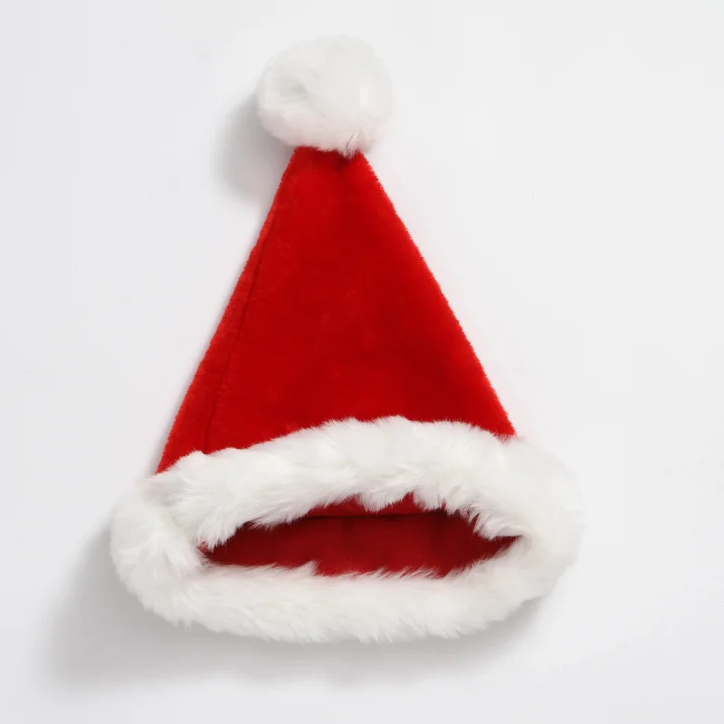 Рождественская шапка утолщенная короткая плюшевая + большая рождественская