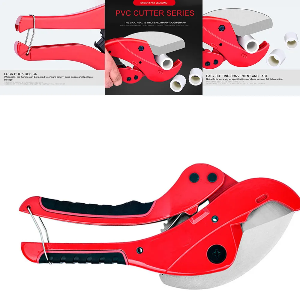 

PVC Aluminum Plastic Pipe Water Tube Hose Cutter Scissor Knife Cut Ratchet Plumbing Tool Hand Tool Red