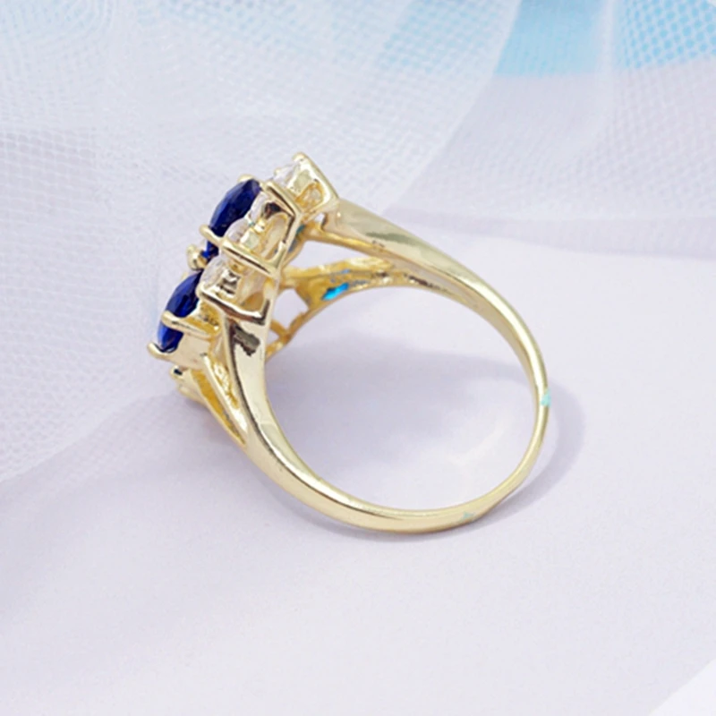 Женские кольца с синим фианитом элегантные обручальные свадебные украшения
