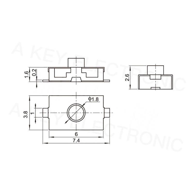 20 шт TS-B009 Вертикальная нашивка Touch Switch 2 фута 3 8*6 вертикальная Закрытая синяя