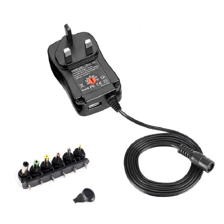 

3-12V adjustable voltage power adapter, British standard, European standard, American standard, USB2.1A 30W switching power supp