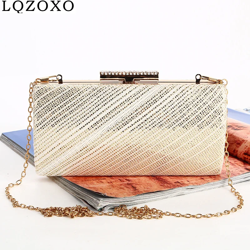 2021 Ladies Messenger Small Chain Shoulder Purse Holder Golden Metal Evening Bags PU Fasdhion Diamonds New