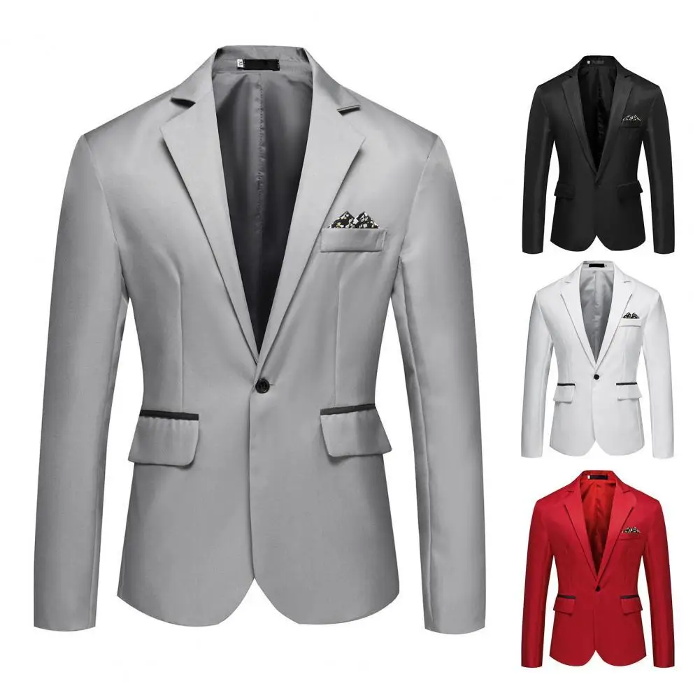 

Trendy Fashion Long Sleeve Slim Suit Jacket Lightweight Business Blazer Solid Color Workwear
