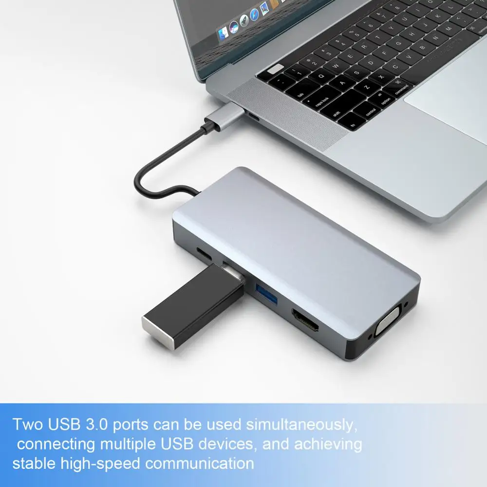 USB-C Thunderbolt 3 концентратор usb3.1 Тип C на HDMI 4 к 30 гц VGA SB3.0 док-станция USB PD 5in1 док-адаптер