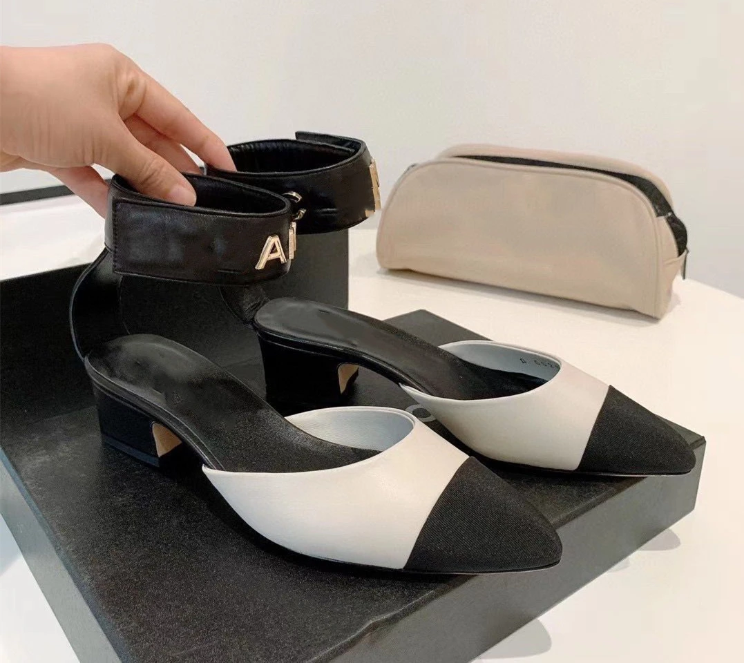 

2020 Xiaoxiang Summer Sandals New Color-matching Thick Bottom Women's Toe Caps Wild Real Leather Sandals Size 34-40