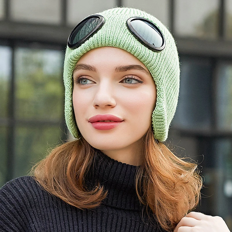 Ветрозащитные очки искусственная трикотажная шляпа женская маска толстая
