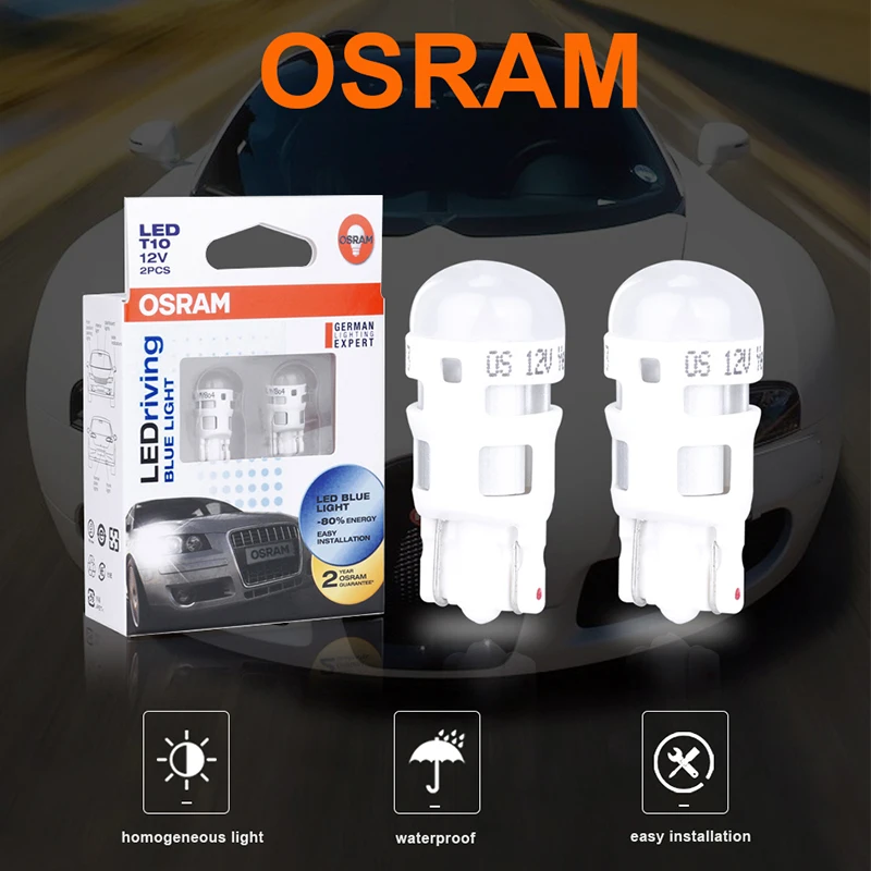 OSRAM W5W светодиодный T10 riving авто боковые маркер лампы 8000K синий указатель поворота