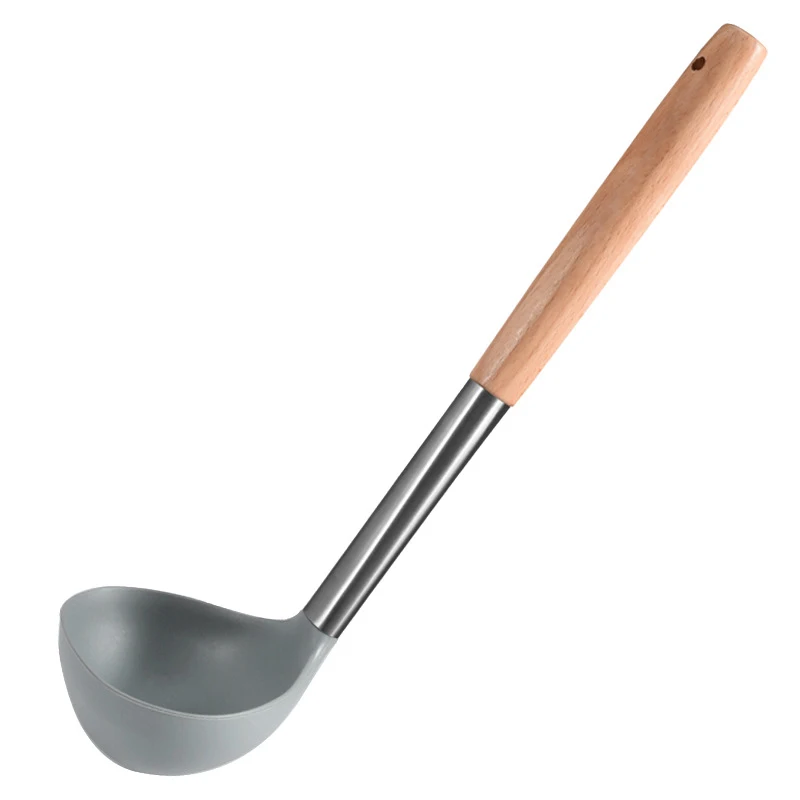 

Soup Spoon Universal Non-Stick Soup Ladle Soup Scoop with Wood Handle Soup Cooking Mixing Stirr Kitchen Dinner Tableware