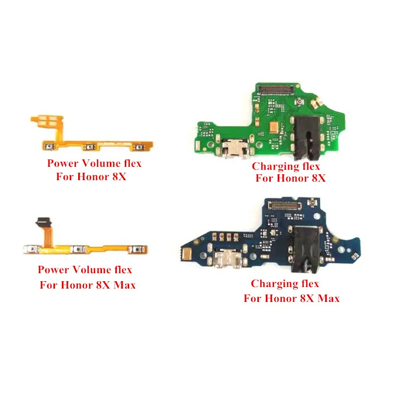 

10x Power & Volume flex cable USB Charging Dock Charger port conector flex cable for Huawei Honor 8X Max