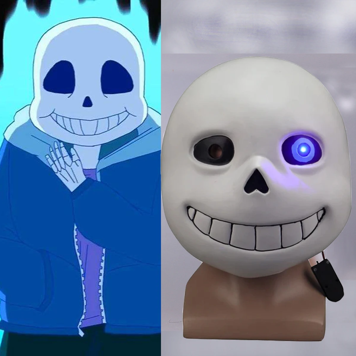 Undertale маска Sans латекс Косплэй шлем с подсветкой до маски световой капюшон для