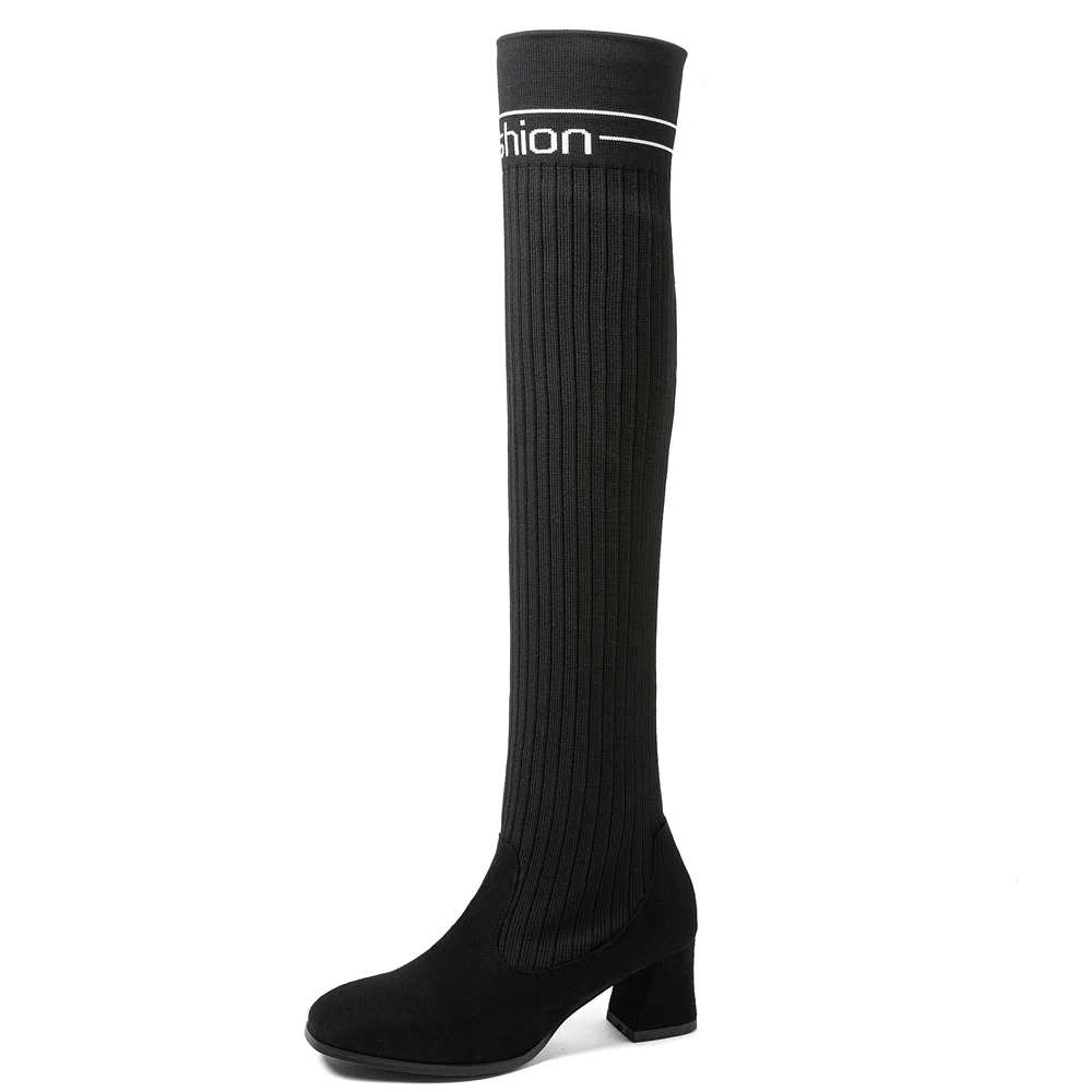 Большие вязаные шерстяные чулки из флока ботинки матовая ткань на толстом