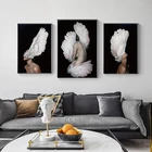 Плакаты и принты с перьями и обнаженными ангелами в скандинавском стиле, настенная живопись на холсте, для гостиной, спальни, домашний декор