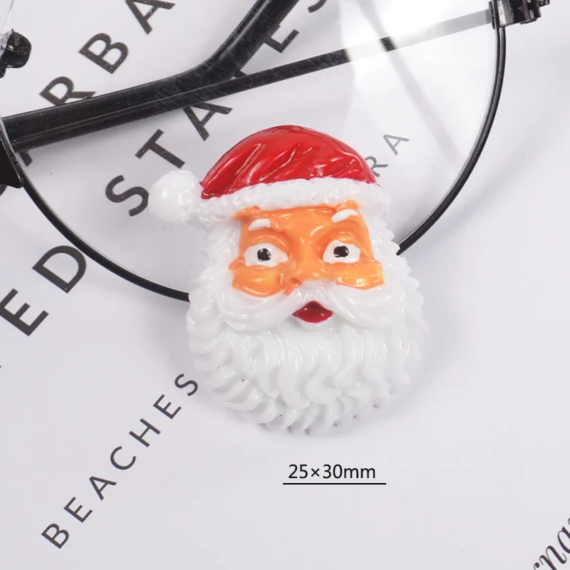 

10pcs/lot Resin Christmas Tree Accessories Santa Claus Cream Flatback Slime Charms Mobile Phone Shell Parts DIY Accessories