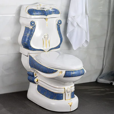 Dark blue toilet Унитаз в европейском стиле с тиснением, роскошный цвет, золотой, зеленый, синий, туалет высокого класса, для дома, отеля, виллы, Туалет - Цвет: Dark blue toilet