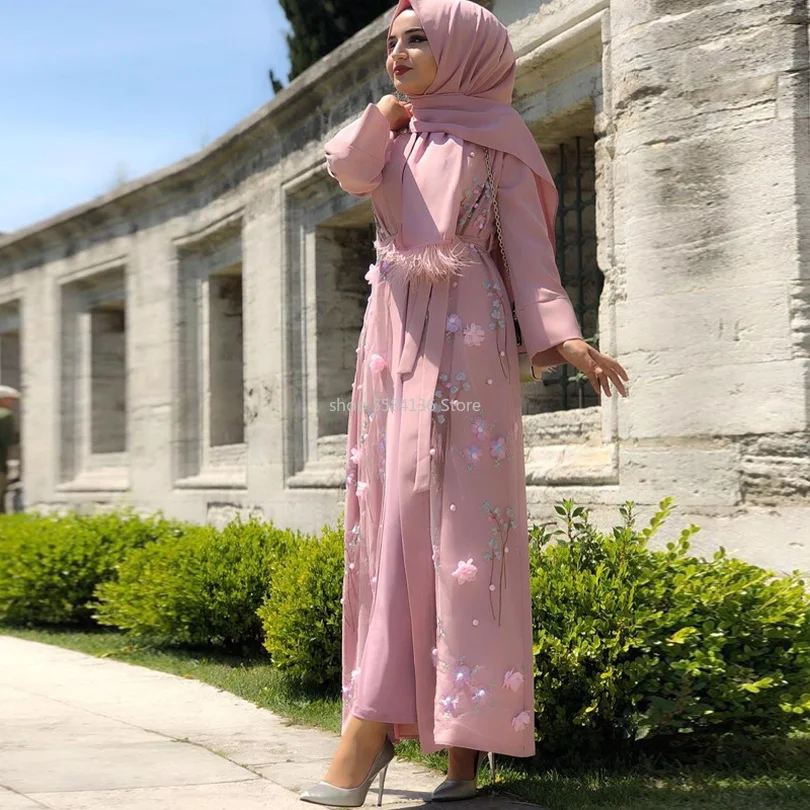 Цветочный Абая кимоно кардиган хиджаб мусульманское платье абайя турецкая