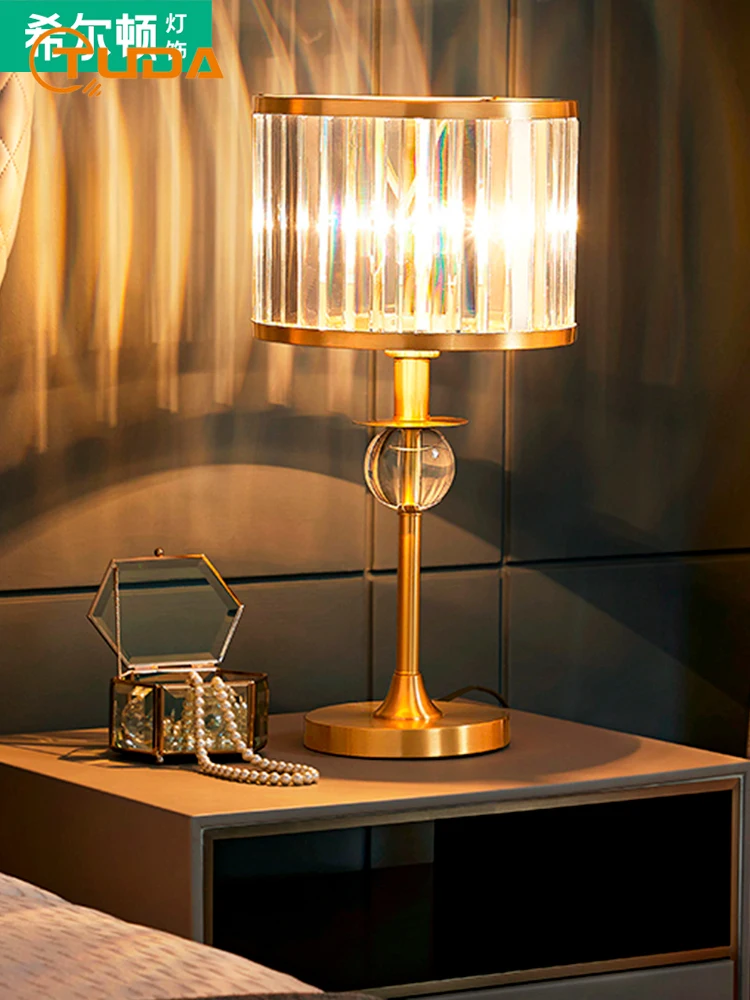 

Luxury Post-Modern Crystal Lamp for Bedroom Living Room Bedside Lamp Study Desk Lamp American Simple Decorative Lamps Eu Plug