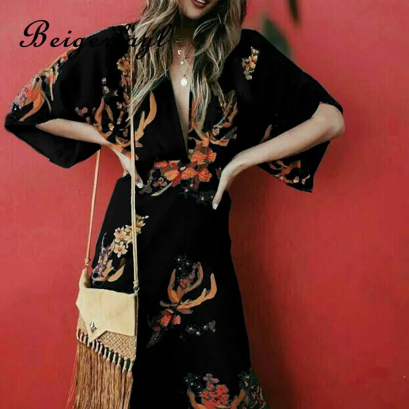 Beigerfayl платье с v-образным вырезом и цветочным принтом полиэстеровое