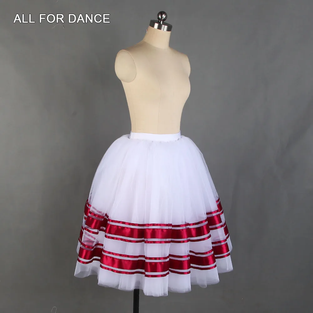 21214 Белая балетная юбка с лентой танцевальный костюм для девочек женская