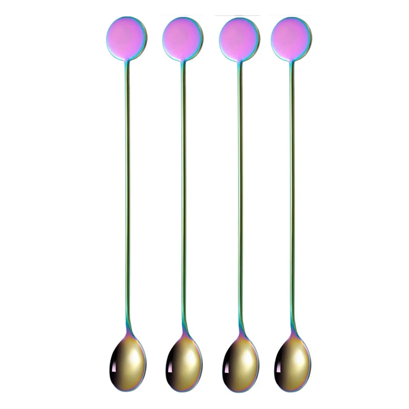 

4 Pcs Mini Coffee Spoon 304 Stainless Steel Mixing Spoon Long Handle Round Head Ice Spoon Cocktail Cocktail Spoons Gift Spoon
