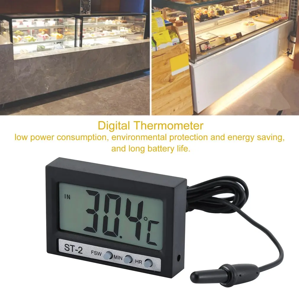ST-2 Car LCD Digital Thermometer Waterproof Inside Outside Electronic Clock Freezer Aquarium Temperature Meter Sale | Инструменты