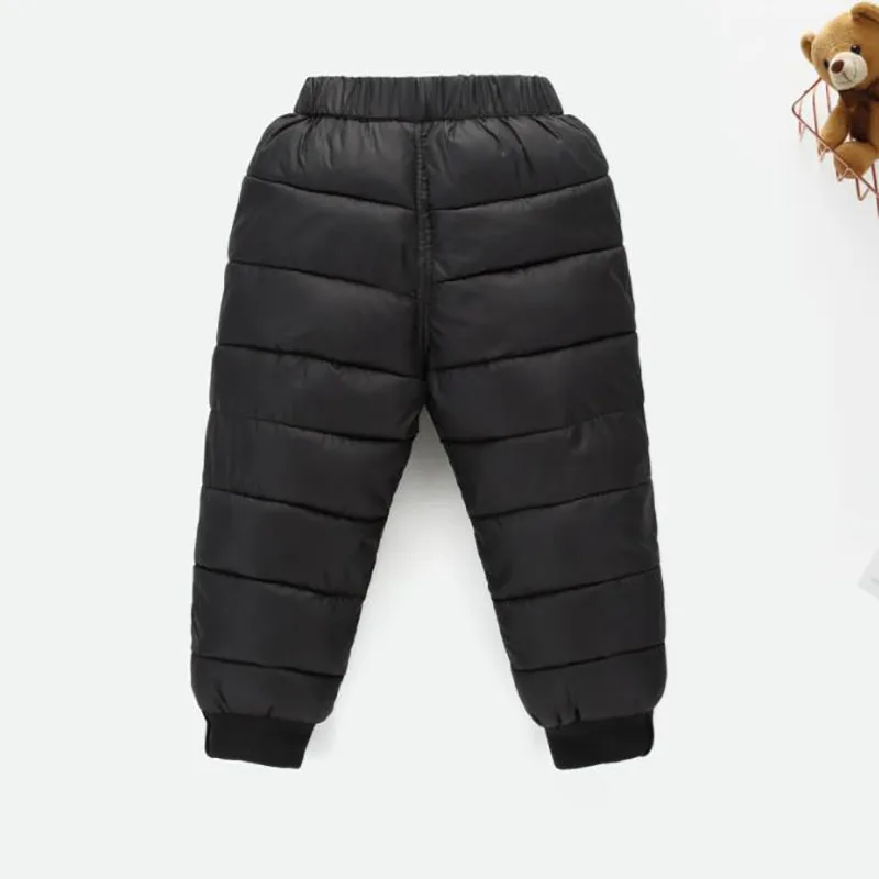 Детские штаны для мальчиков и девочек Длинные теплые зимние брюки на белом