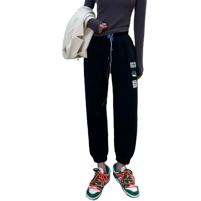 

Women's Letter Sweatpants Straight Wide Legs Loose High Quality Drawstring Jogging Pants 3D Logo Fashion Casual Pants Thin