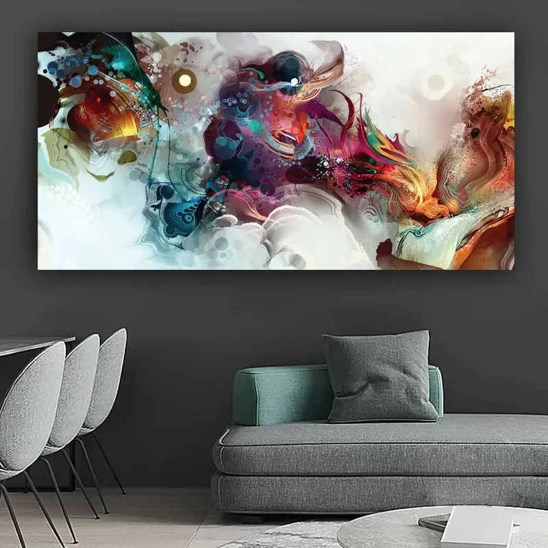 

Colorful ocean big abstract poster canvas painting print poster print living room modern home decoration painting (no frame)