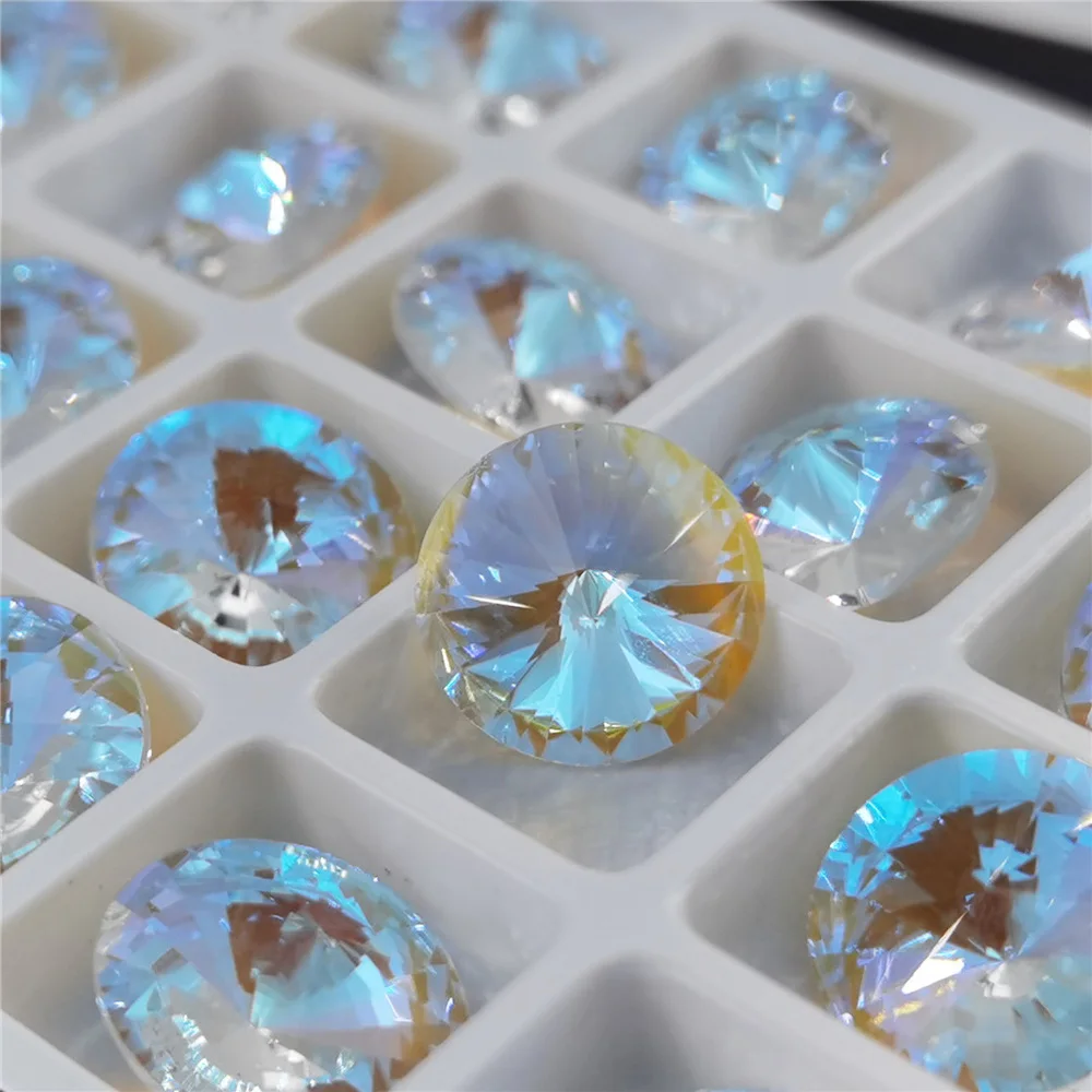 Кристалл риволи прозрачный AB k9 стеклянная с украшением в виде кристаллов Стразы