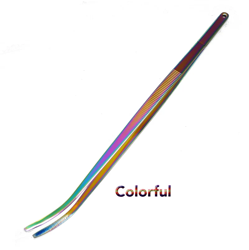 Colorful 30 см нержавеющая сталь гарнир щипцы Кухня морская еда и бар Пинцет еда щипцы инструмент бар аксессуары бармен пинцет - Цвет: Colorful