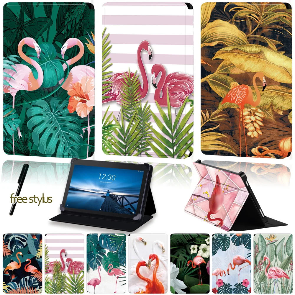 

Universal Tablet Stand Cover Case for Lenovo Tab E10 /Tab E8 /Tab E7 Flamingo Pattern Series Four Corner Protection Case+Stylus