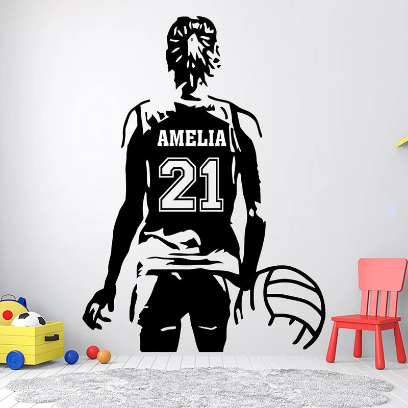 

Personalized Volleybal Name & No. Sport Volley Wall Decals Vinyl Home Decor for Girl Room Kids Teens Bedroom Sticker Mural 4760