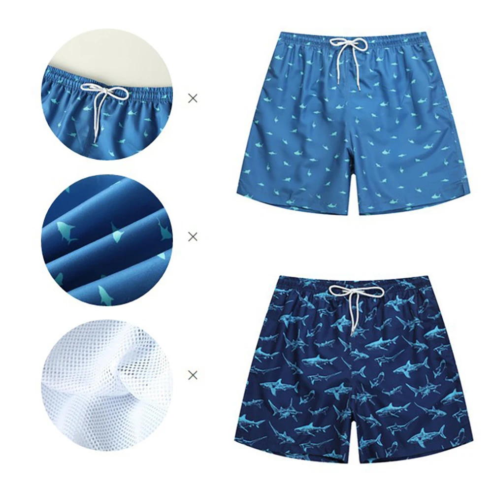 Шорты мужские с фламинго Акула быстросохнущие спортивные пляжные плавки на