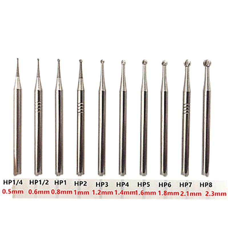 10pcs/set Dental Lab Material Round Tungsten Carbide Cutter Rotary Tool Burr Dremel Dental Grinding Burs