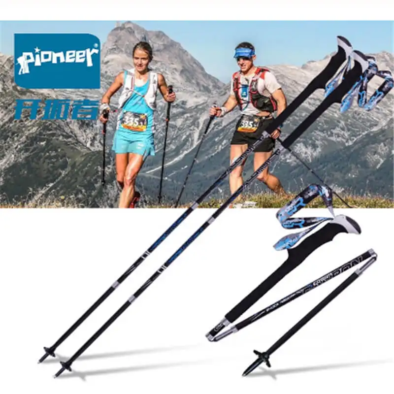 

1pcs Portable Collapsible Alpenstock Carbon Fiber Trekking Pole Quick Lock Compact Folding Tourism Trail Running Walking Stick