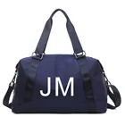 Персонализированная спортивная сумка для подарка на День святого Валентина, дорожная сумка с монограммой для выходных, подарок подружке невесты, темно-синяя, для тренажерного зала