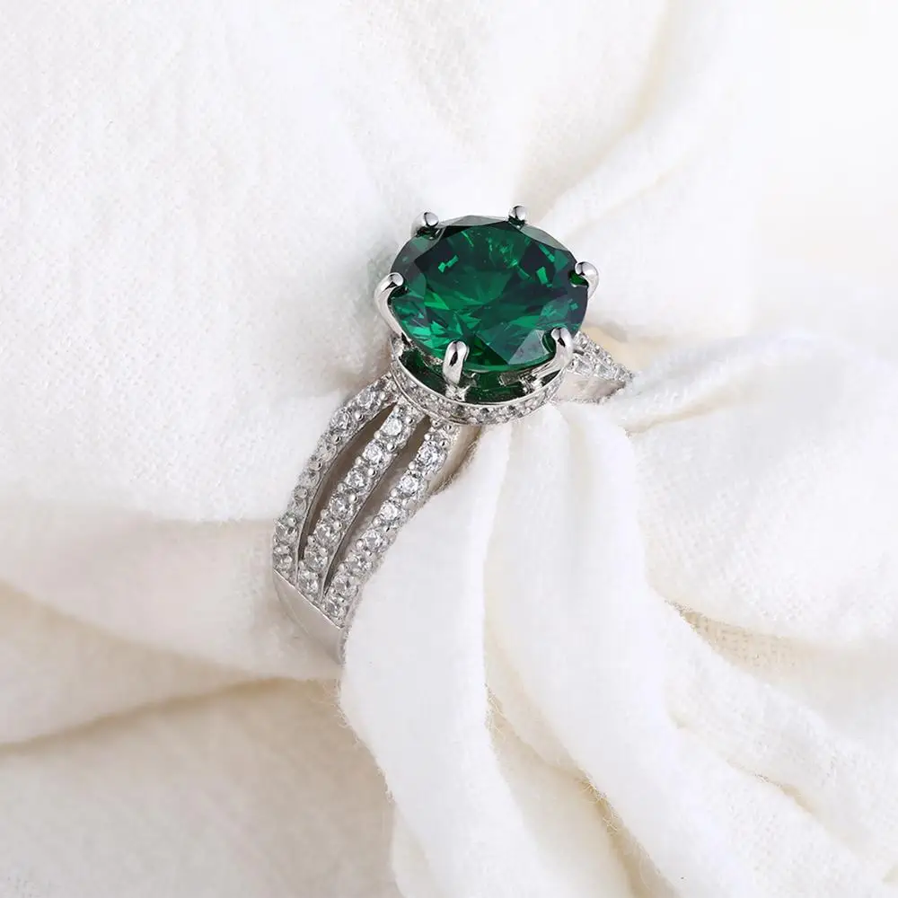 

GZ ZONGFA Simple Design Ladies Fashion Green Gem Ring Luxury Women Engagement Bridal Ring For Women