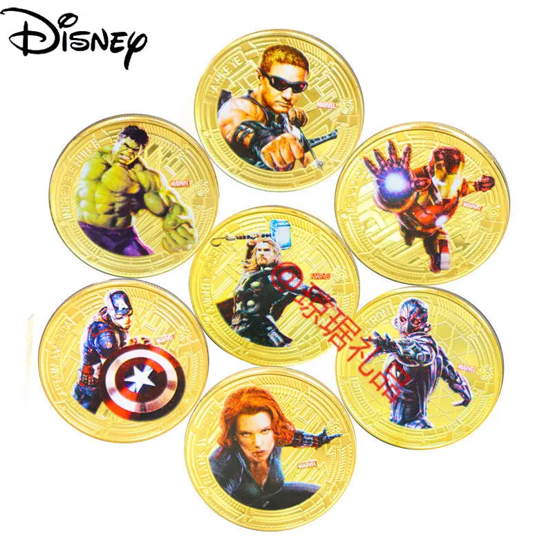 

Disney Cartoon Marvel Avengers Seven Hulk Captain America Simple Children's Collection Commemorative Gold Coins