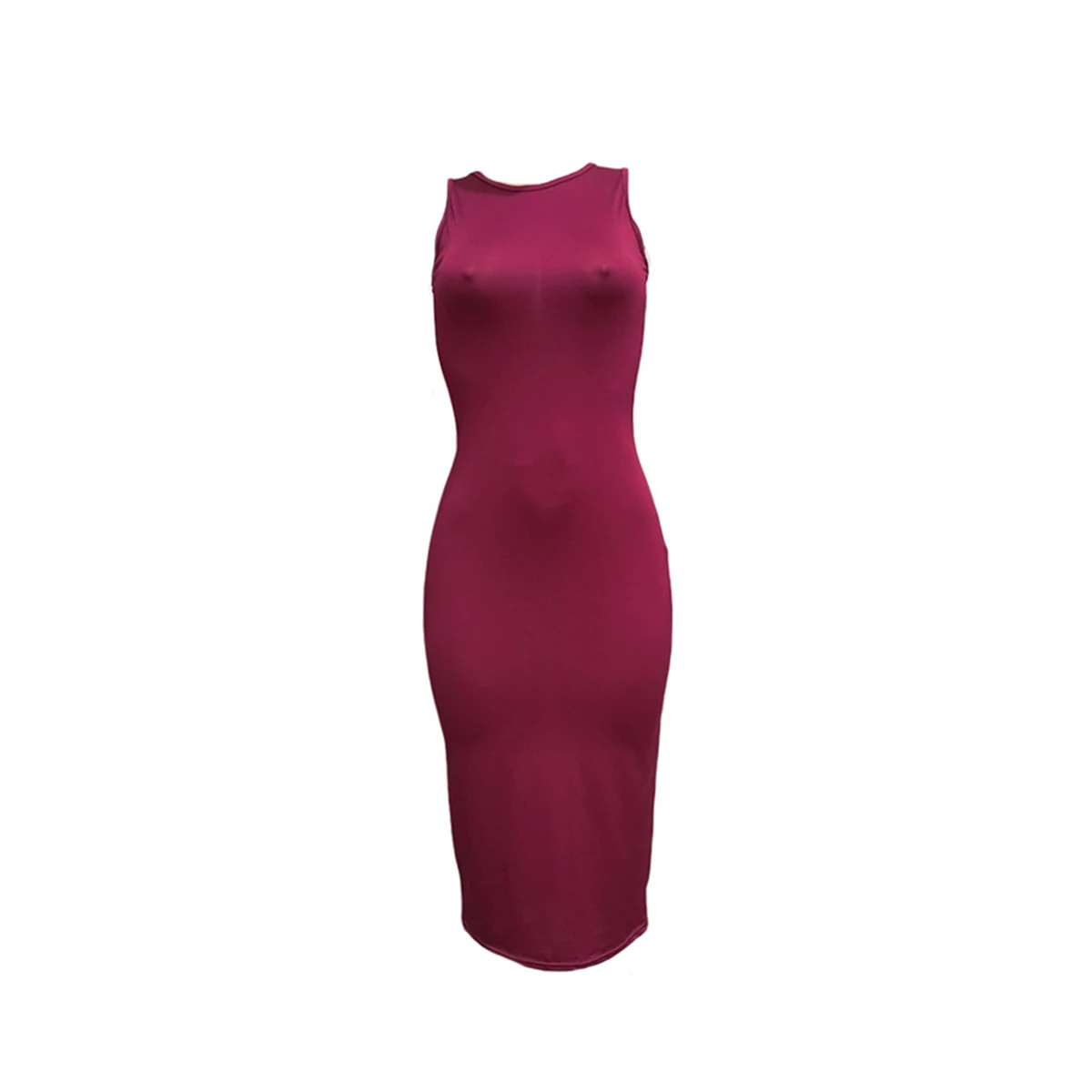 

2020 New Womens Summer Vest Style Dress Fashion Solid Color Round Neck Tight-fitting Nightclub Party Short Dresses