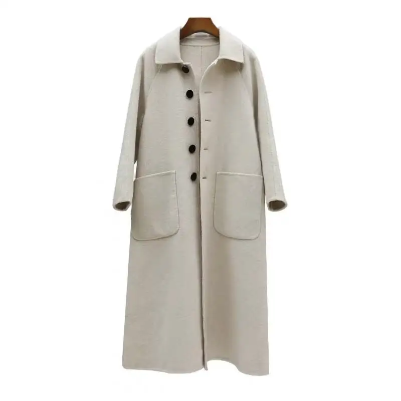 

Winter Beige Elegant Wool Blend Women Korean Fashion Black Long Coats Vintage Minimalist Woolen Overcoat Camel Oversize Outwear