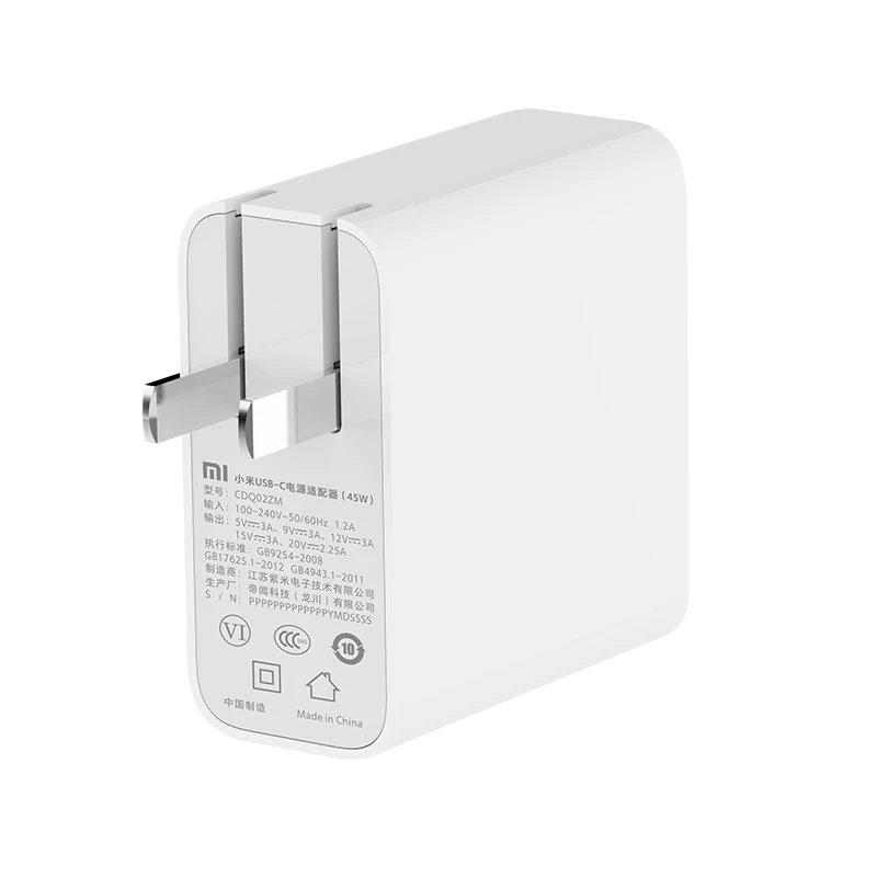 Xiaomi Mi USB-C 45 Вт Зарядное устройство умный выход тип-c порт USB PD 2,0 QC 3,0 Быстрая зарядка с кабелем C2C