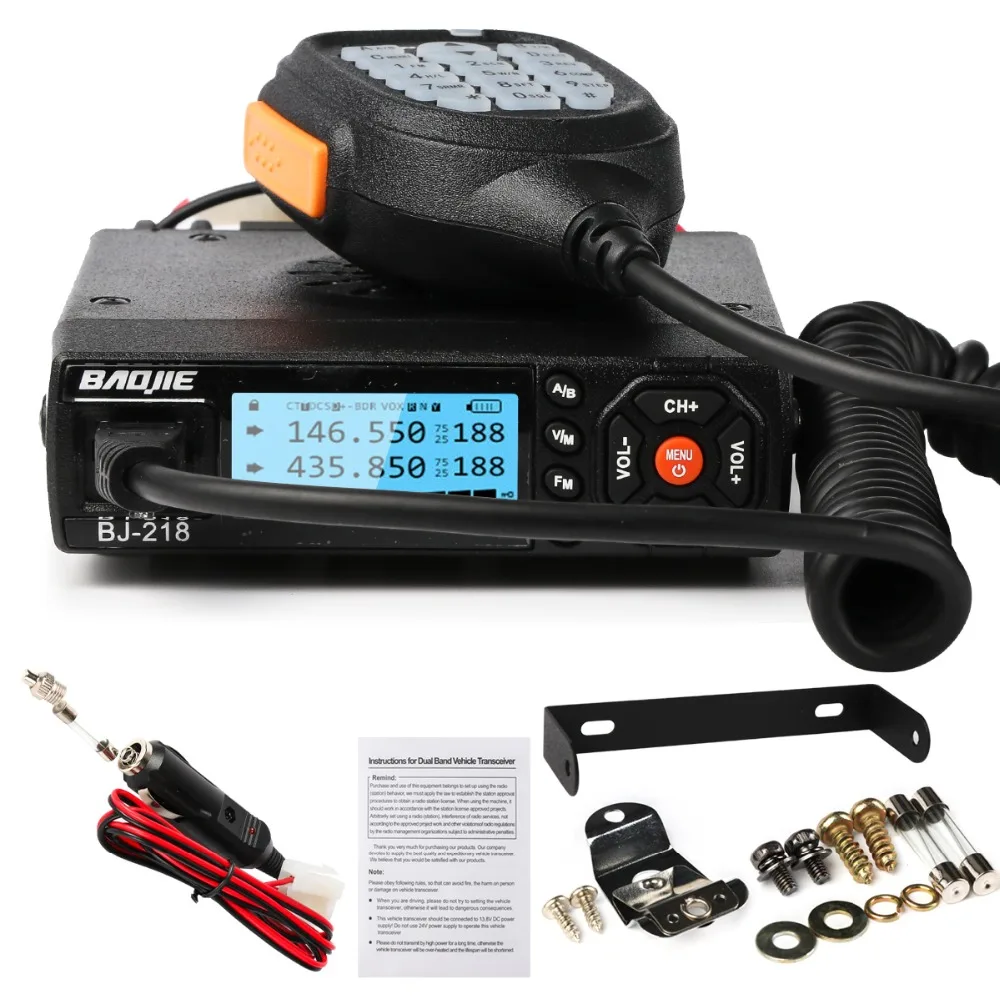 bj 218 mini mobile radio car radio fm transceiver 25w vhf uhf bj218 vericle car ham radio dual band walkie talkie device free global shipping