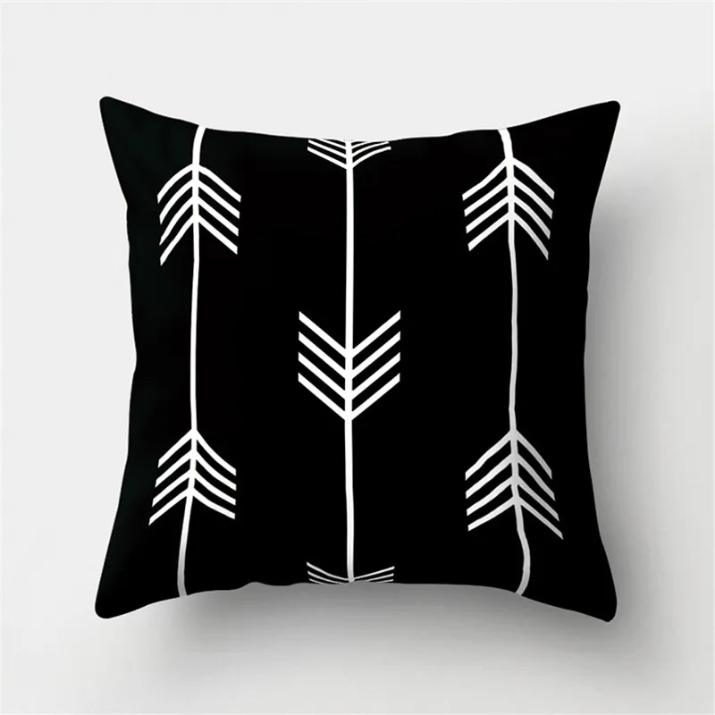 

Black White Geometric Cushion Cover 45x45 Pillowcase Sofa Cushions Decorative Pillowcover Polyester Home Decor Pillow Cases