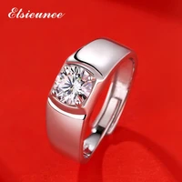 elsieunee 100 925 sterling silver moissanite ring classic round cut diamond men engagement wedding rings 1ct 2ct 3ct wholesale