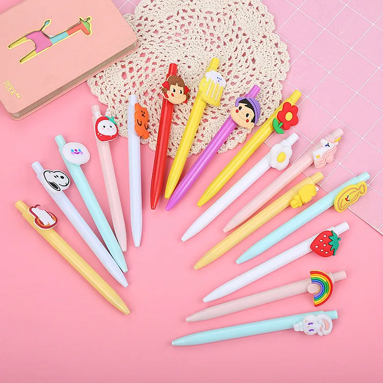 

16 PCs Creative Girly Pressed Neutral Pen Korean Version of The Fresh Pressing Water Pen Cute Cartoon Bounce Pen Wholesale