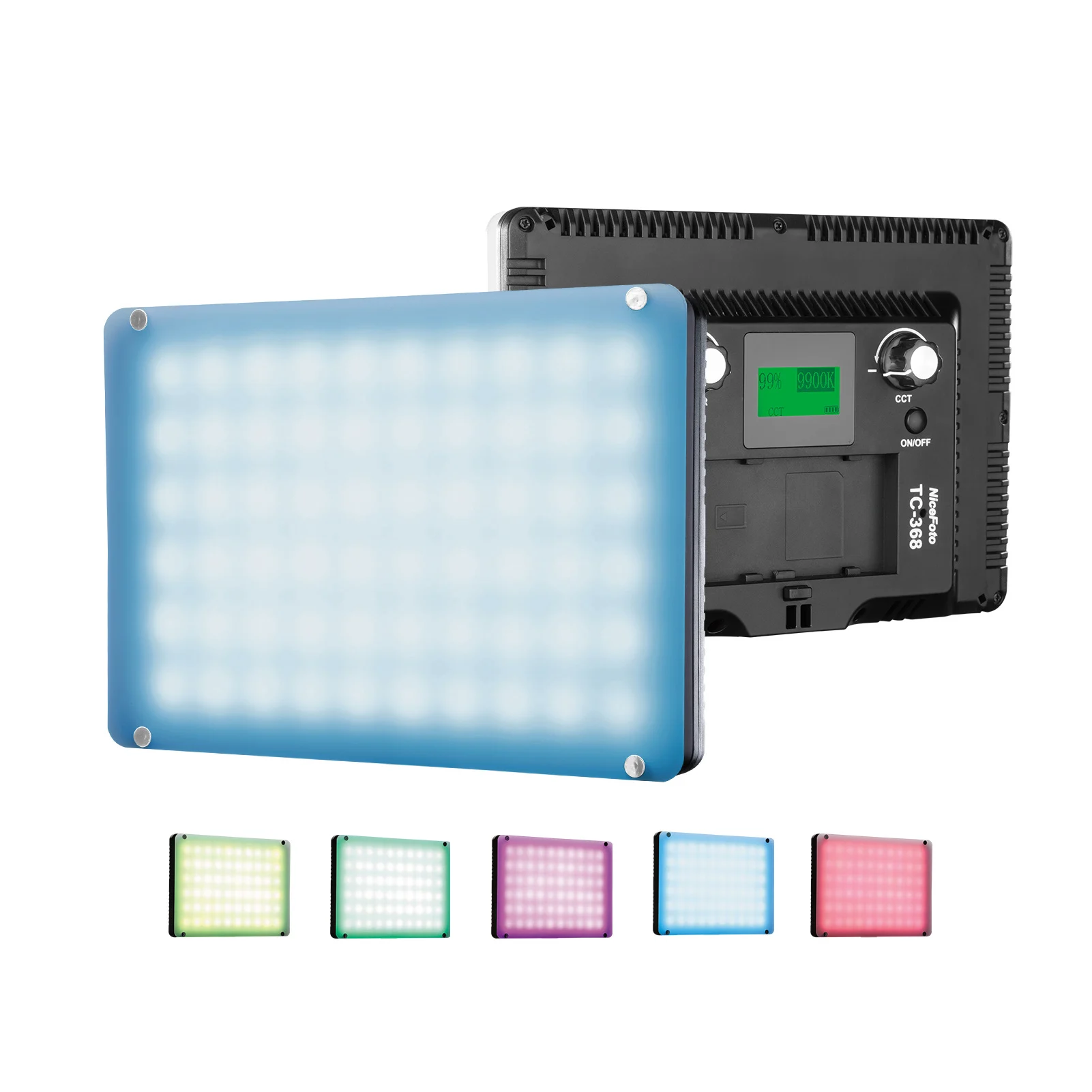 

NiceFoto TC-368 RGB светодиодный видео светильник Звуковое управление светодиодный Панель заполнить светильник 2800-9900K CRI95 + ЖК-дисплей Экран для пря...