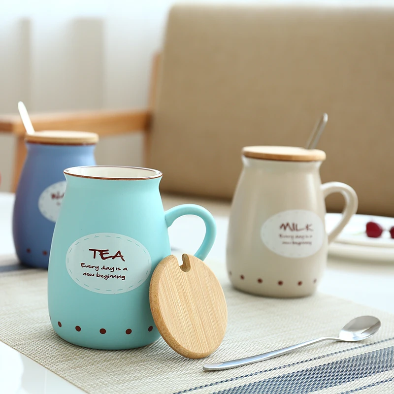 1 шт. короткая керамическая кружка с крышкой и ложкой кружки для кофе молока чая