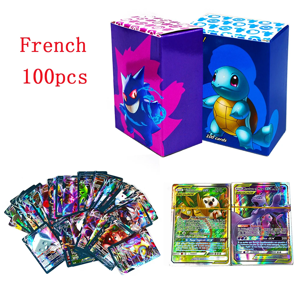 

New Arrival 100pcs/box Pokemon Cards 34Vmax+66V Tag Team GX French Game Battle Carte Trading Card Toys for Children