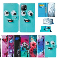 flip leathear phone case for xiaomi mi 11 poco m3 x3 nfc fundas wallet card slot holder cover cute painted full protective coque