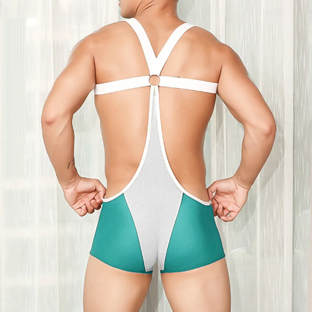 

Men Jockstrap Backless Leotard Underwear Jumpsuits Wrestling Singlet Bodysuit Mesh Breathable Men's Sexy Lingerie Boxer Shorts
