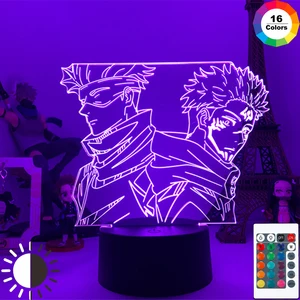 anime lamp satoru gojo and ryomen sukuna jujutsu kaisen 3d led night light for room deco birthday gift for kids lamp nightlight free global shipping